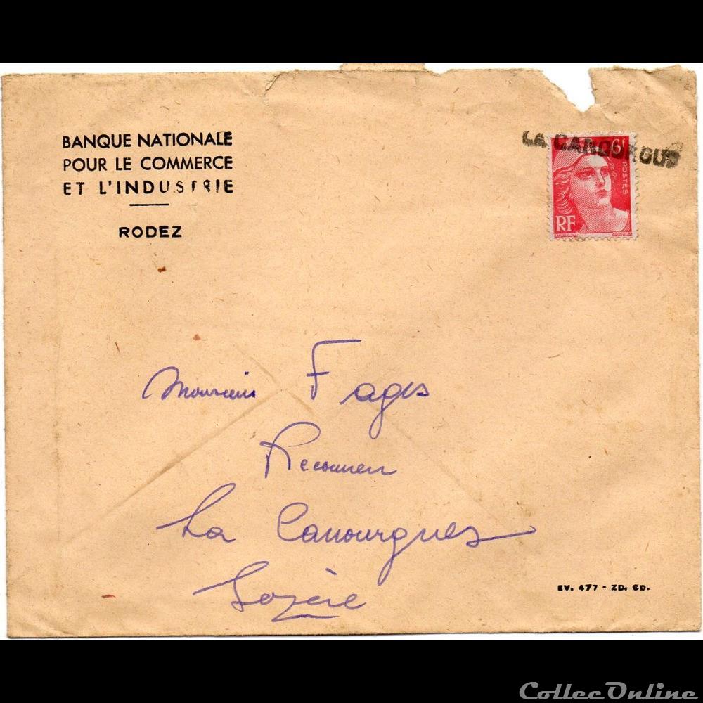 marque postale europe france 1940 vers la canourgue