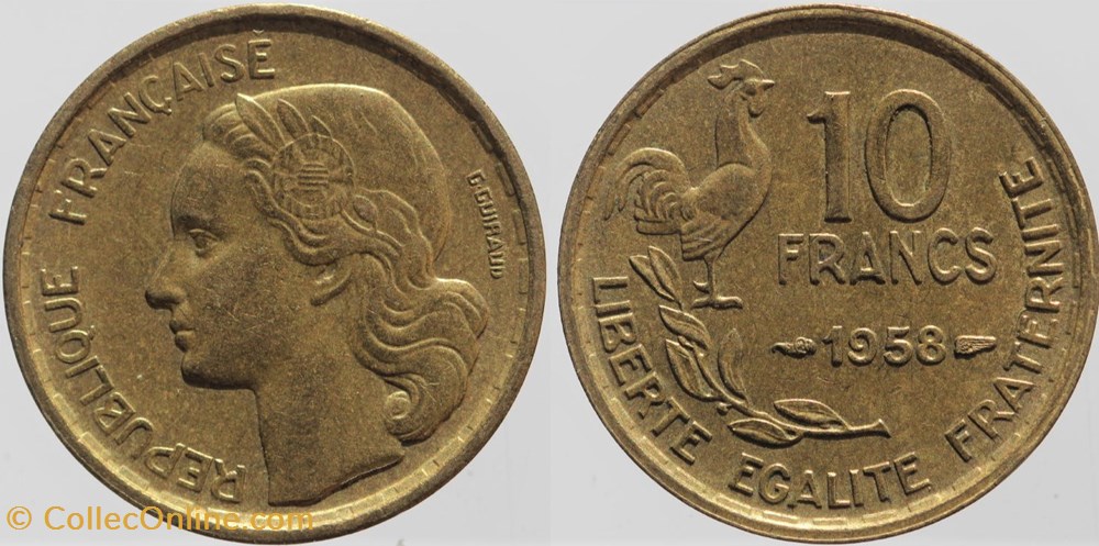 F-363 - Guiraud - 10 fr. - 1958 monnaies monde france f 363 guiraud 10 fr 1958