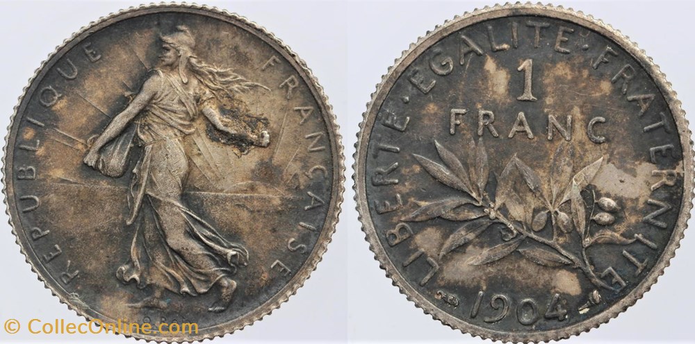 F-217 - Roty - 1 fr. - 1904 monnaies monde france f 217 roty 1 fr 1904