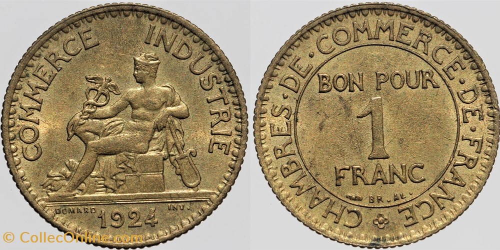 F-218 - Domard - 1 fr. - 1924 coin cassé monnaies monde france f 218 domard 1 fr 1924 coin casse