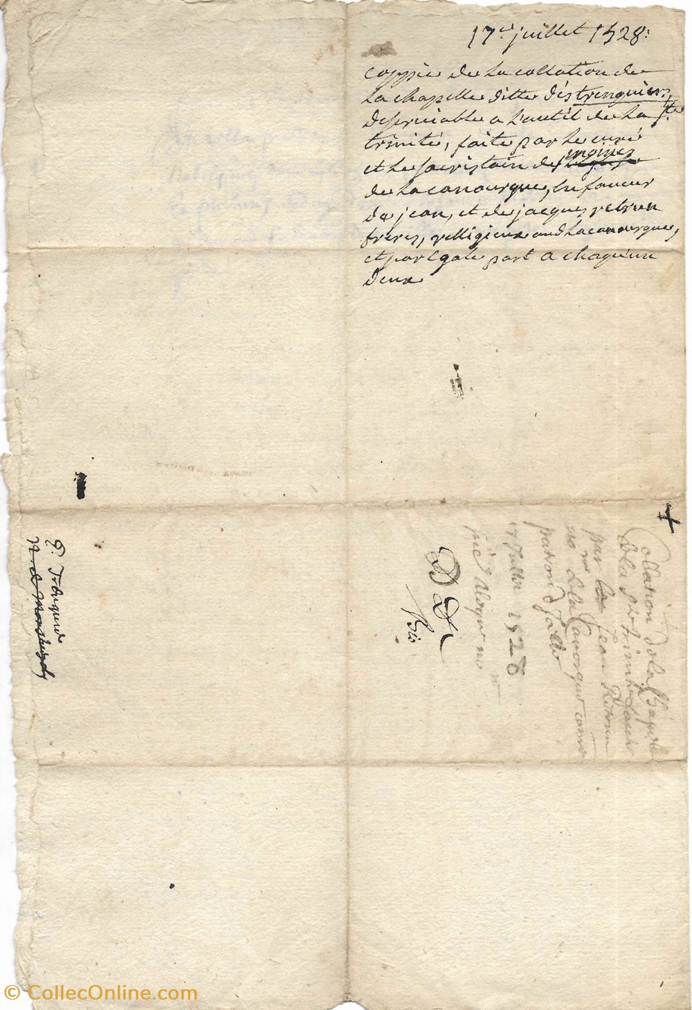 documents anciens autres 1528 copie concerne la chapelle de la trinite de eglise de la canourgue