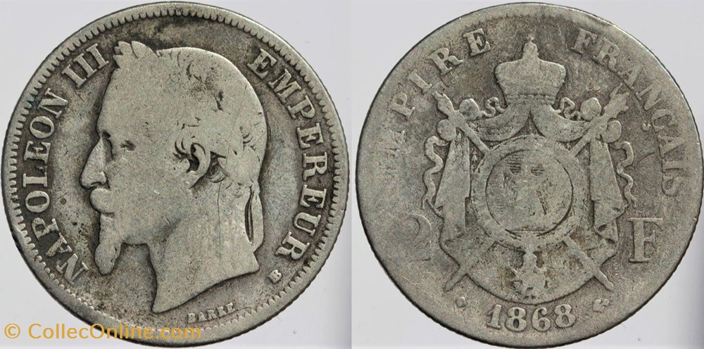 F-263 - Second Empire - 2 francs - 1868 BB monnaies monde france f 263 second empire 2 francs 1868 bb