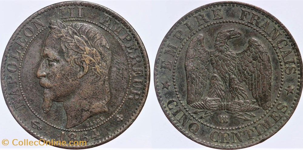 F-117 - Second Empire - 5 centimes - 1864 BB monnaies monde france f 117 second empire 5 centimes 1864 bb