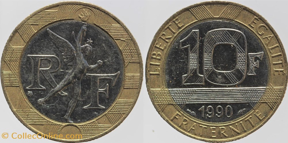 F-375 - Génie - 10 fr. - 1990 monnaies monde france f 375 genie 10 fr 1990