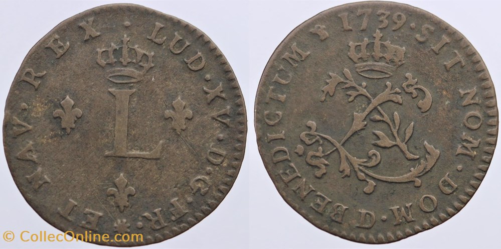 monnaies europe medievale a france royales dy 1690 louis xv double sol 1739 lyon