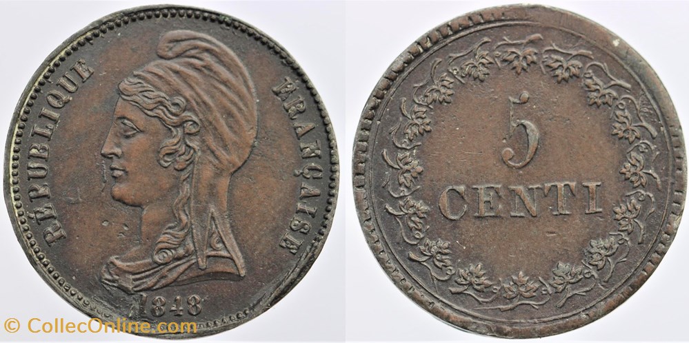 1848 - Seconde République - Essai de Naudin et Delarue, 5 centimes monnaies monde france 1848 seconde republique essai de naudin et delarue 5 centimes