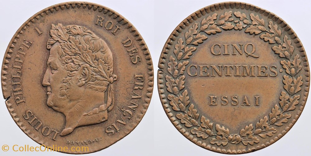 1840 - Louis Philippe I - Essai de la 5 centimes monnaies monde france 1840 louis philippe i essai de la 5 centimes