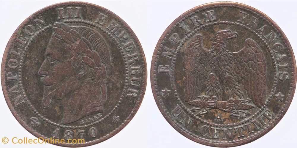 F-103 - Second Empire - 1 centime - 1870 A monnaies monde france f 103 second empire 1 centime 1870 a