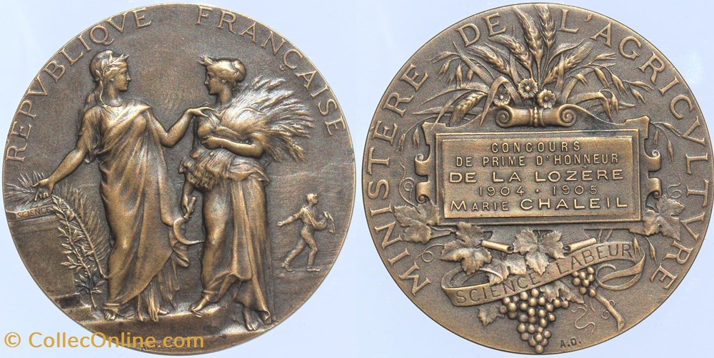 1904-1905 - Concours de prime d'honneur medailles france 1904 1905 concours de prime honneur