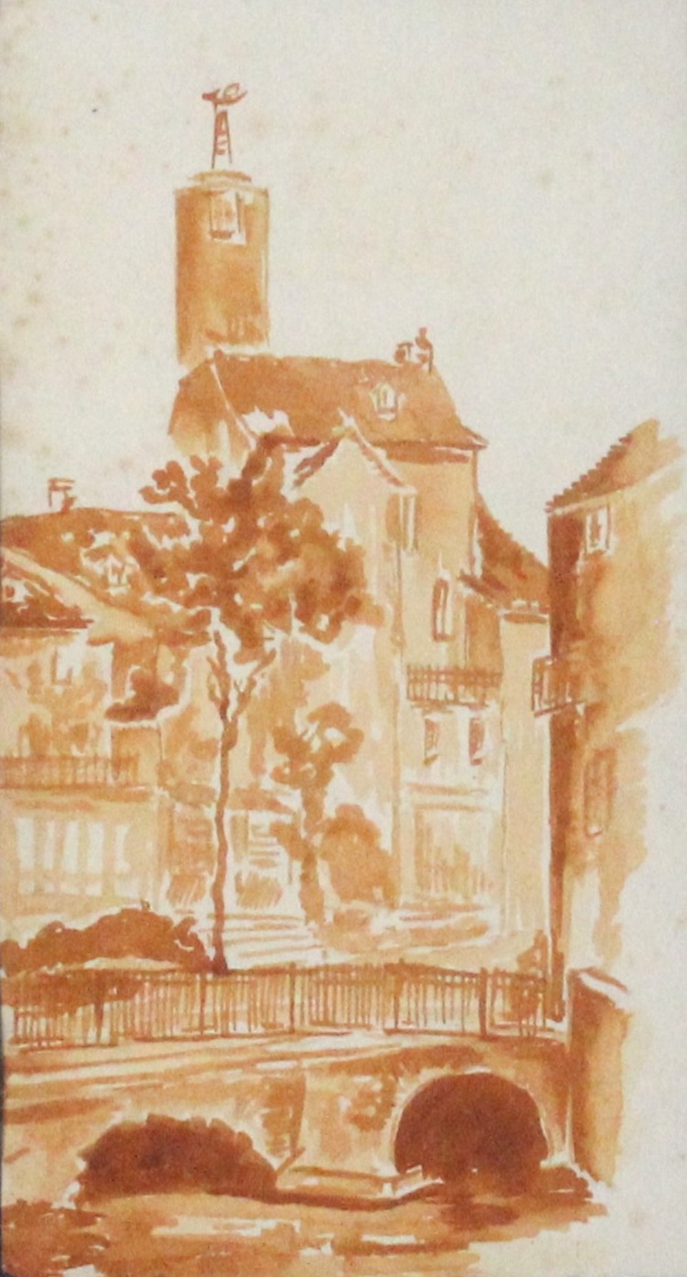 art antiquites peintures dessins tableau tour de horloge la canourgue lozere