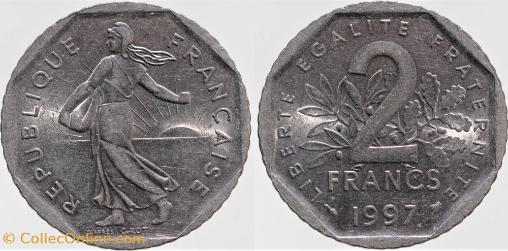 monnaies monde france f 272 roty 2 frs 1997 o roty
