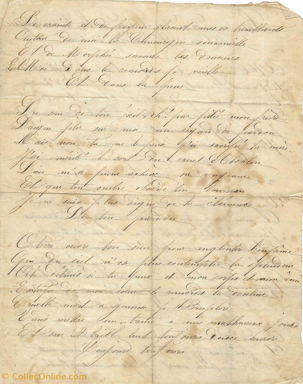 1900 (vers) - Les remords du Curé de la Canourgue documents anciens autres 1900 vers les remords du cure de la canourgue