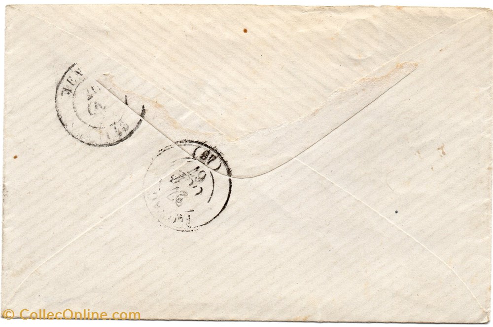 1867 - Cachet type 15 + G.C. 721 + B.R. I documents anciens marques postales europe 1867 cachet type 15 g c 721 b r i