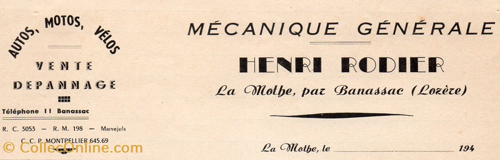 Rodier Henri (1940) documents anciens factures commerciaux rodier henri 1940