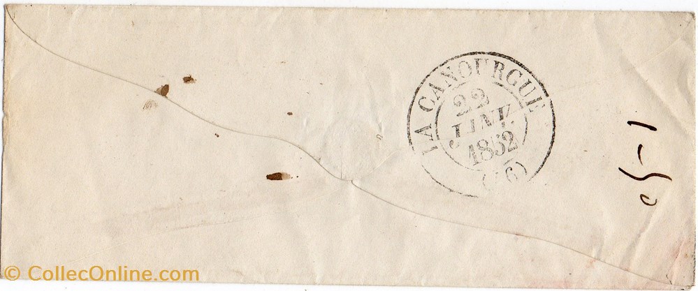 1852 - Cachet type 13, sur arrivée de Mende documents anciens marques postales europe 1852 cachet type 13 sur arrivee de mende