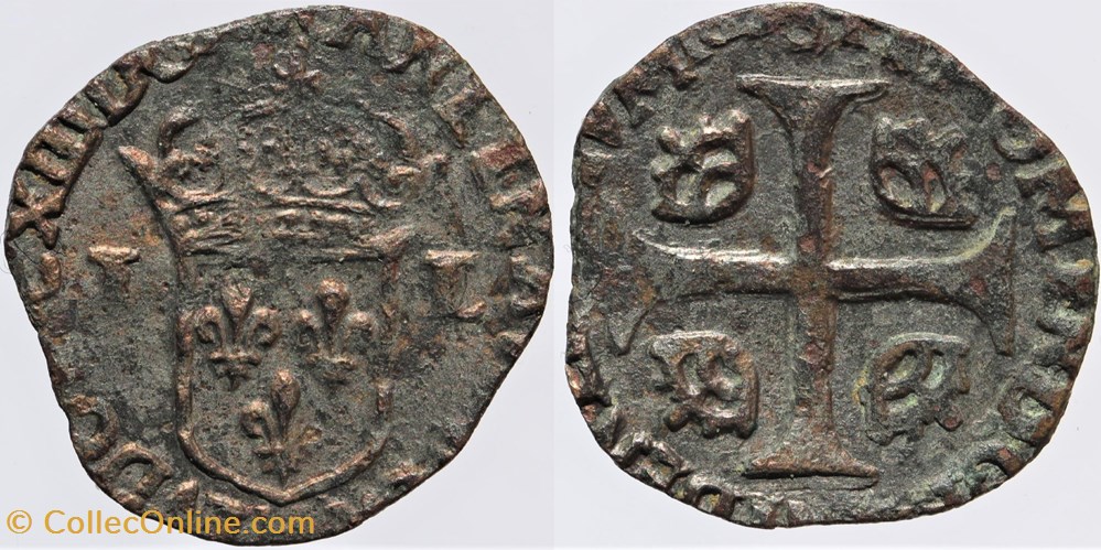 monnaies europe medievale france royales dy 1342 louis xiii douzain la rochelle