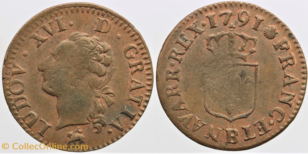 R-01 - Louis XVI - Liard - 1791, Rouen monnaies europe medievale france royales r 01 louis xvi liard 1791 rouen