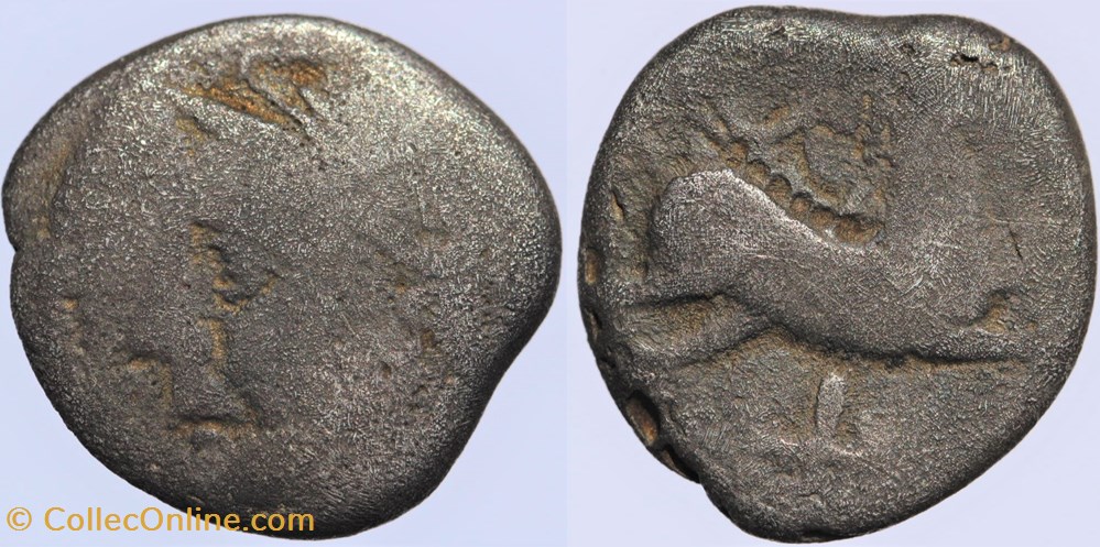 Arvernes - Drachme à la croix (?) monnaies antiques av jc ap celtes arvernes drachme a la croix