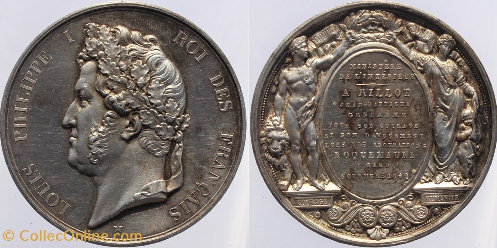 1841 - Récompense pour dévouement medailles france 1841 recompense pour devouement