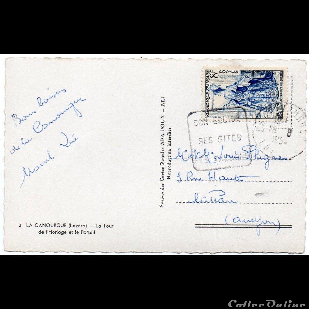 1954 - A7- SON EGLISE/SES SITES/SES VALLONS marque postale europe france 1954 a7 son eglise ses sites ses vallons
