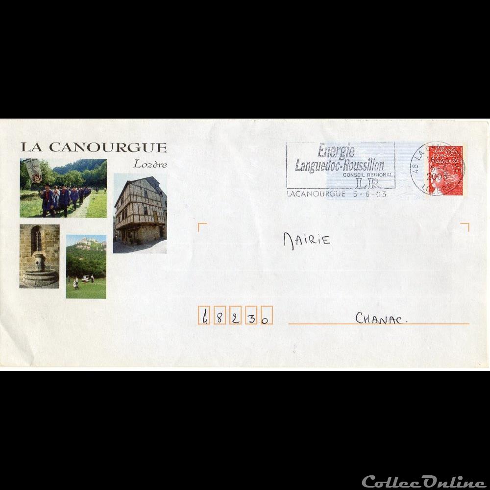 2003 - Enveloppe pré-timbrée, la Canourgue - Documents anciens