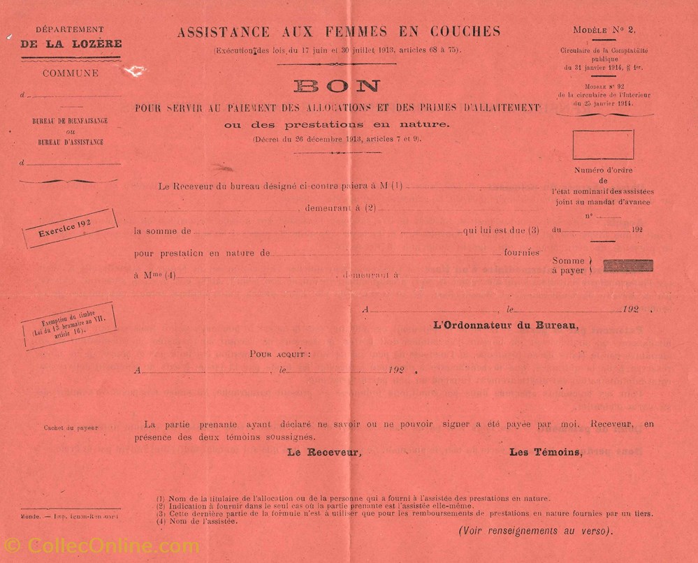 billets europe france bon du bureau de bienfaisance departement de la lozere