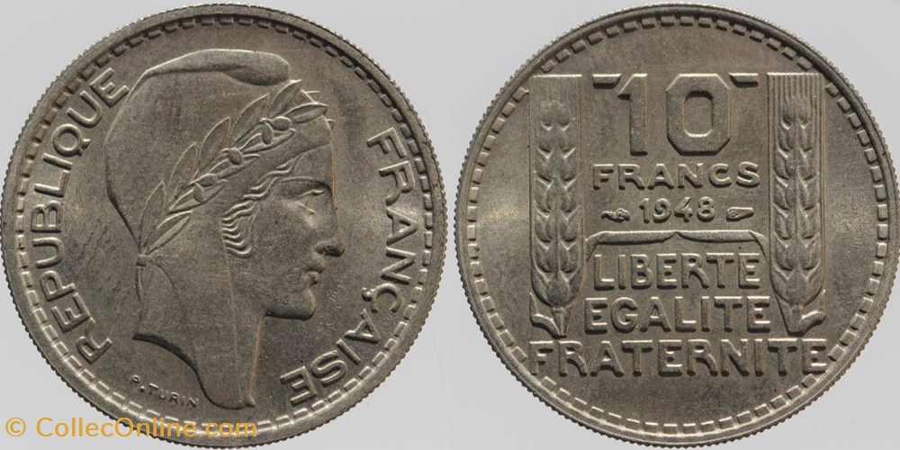 F-362 - Turin - 10 fr. - 1948 monnaies monde france f 362 turin 10 fr 1948