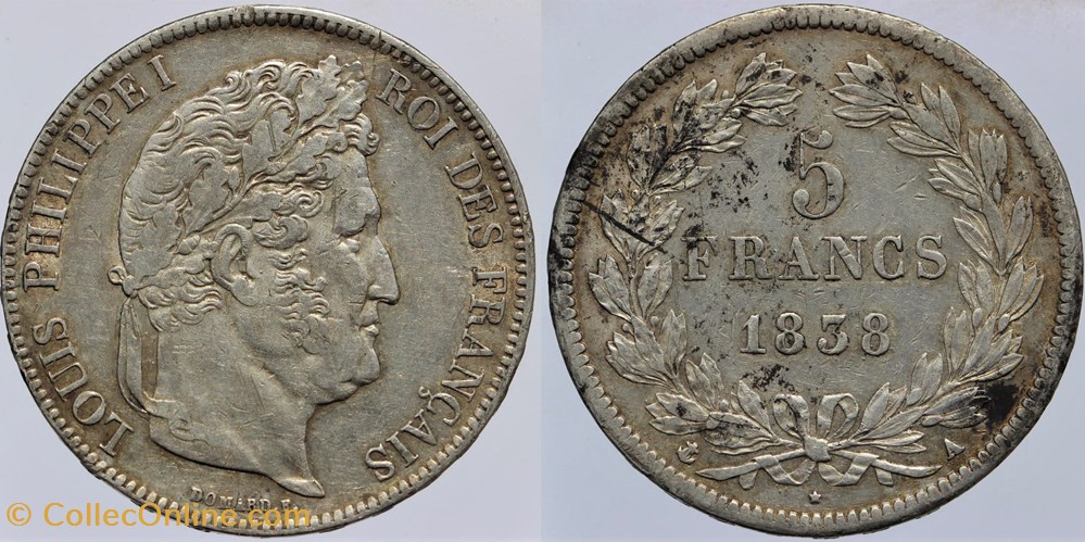 F-324 - Louis Philippe I - 5 francs - 1838 A monnaies monde france f 324 louis philippe i 5 francs 1838 a