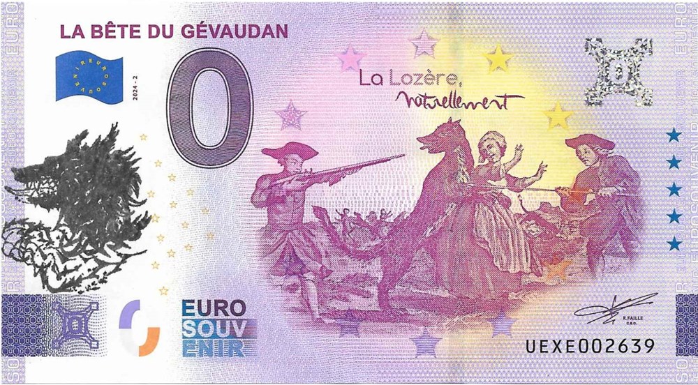 0 Euro souvenir - La Bête du Gévaudan billets europe france 0 euro souvenir la bete du gevaudan