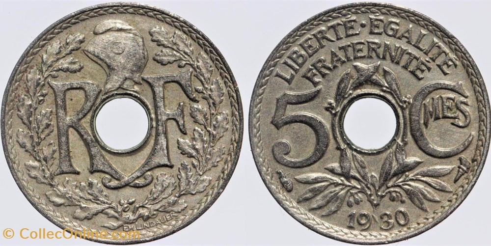 F-122 - Lindauer - 5 c. - 1930 monnaies monde france f 122 lindauer 5 c 1930