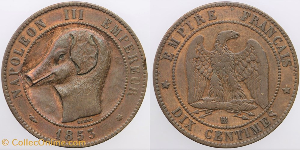 F-133 - Second Empire - 10 centimes satirique monnaies monde france f 133 second empire 10 centimes satirique
