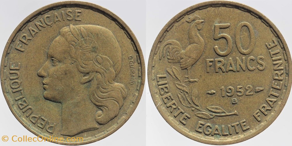 F-425 - Guiraud - 50 fr. - 1952 B monnaies monde france f 425 guiraud 50 fr 1952 b