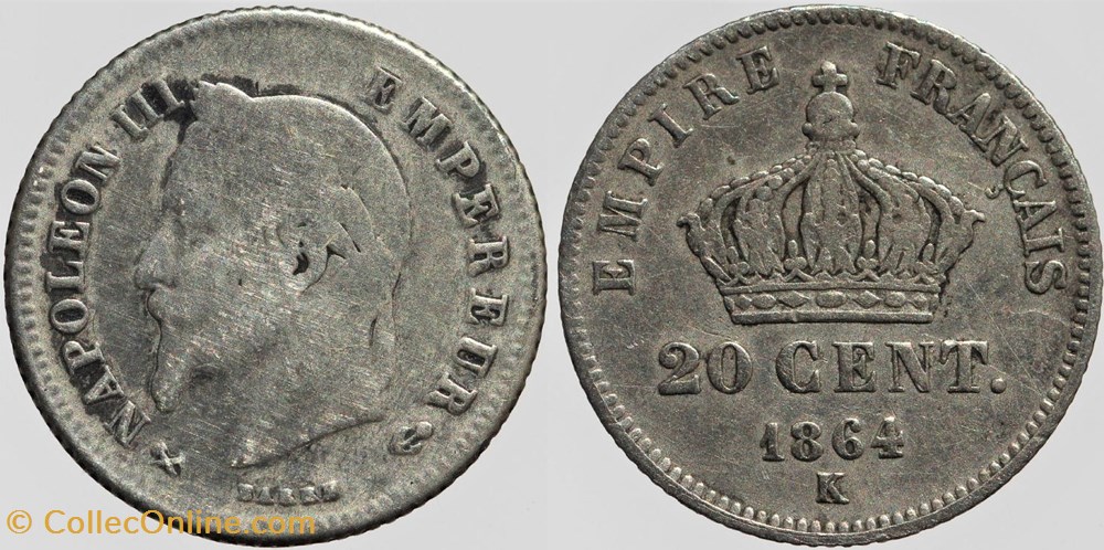 F-149 - Second Empire - 20 centimes - 1864 K monnaies monde france f 149 second empire 20 centimes 1864 k