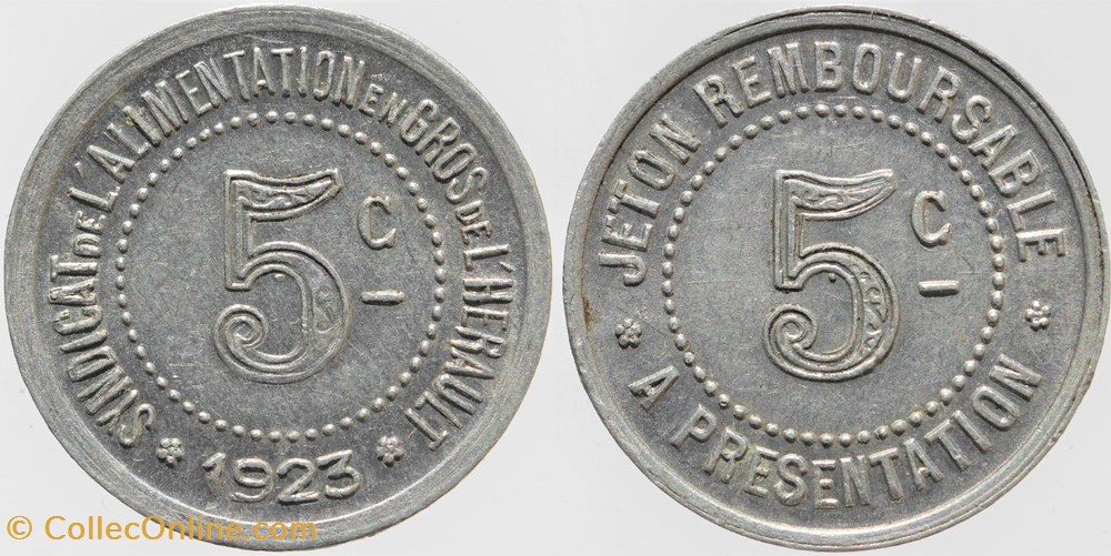 34 - Herault - S.A. - 5 centimes 1923 monnaies monde france 34 herault s a 5 centimes 1923