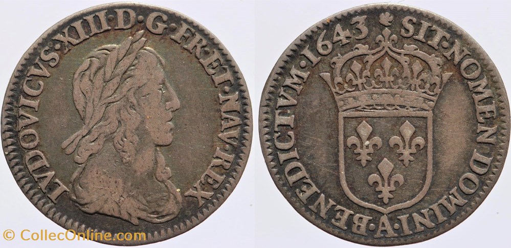 monnaies europe medievale france royales dy 1352 louis xiii 1 12 ecu 1643 paris