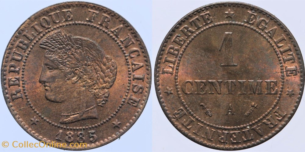 F-104 - Troisième République - Cérès - 1 c. - 1885 A monnaies monde france f 104 troisieme republique ceres 1 c 1885 a