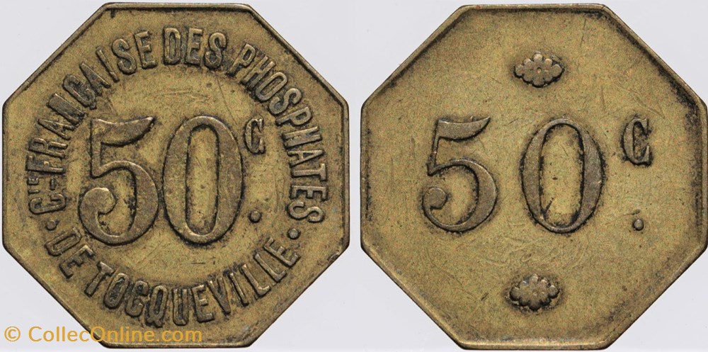 Algérie - Tocqueville - 50 centimes monnaies colonies francaises algerie tocqueville 50 centimes