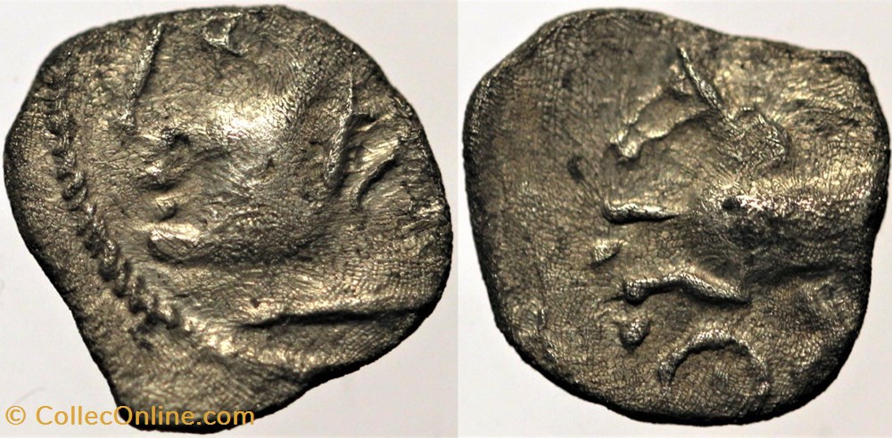 Arvernes - Obole à l'anneau perlé monnaies antiques av jc ap celtes arvernes obole a anneau perle