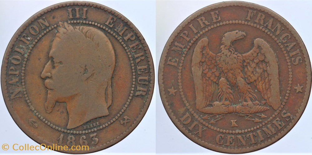 F-134 - Second Empire - 10 centimes - 1863 K monnaies monde france f 134 second empire 10 centimes 1863 k