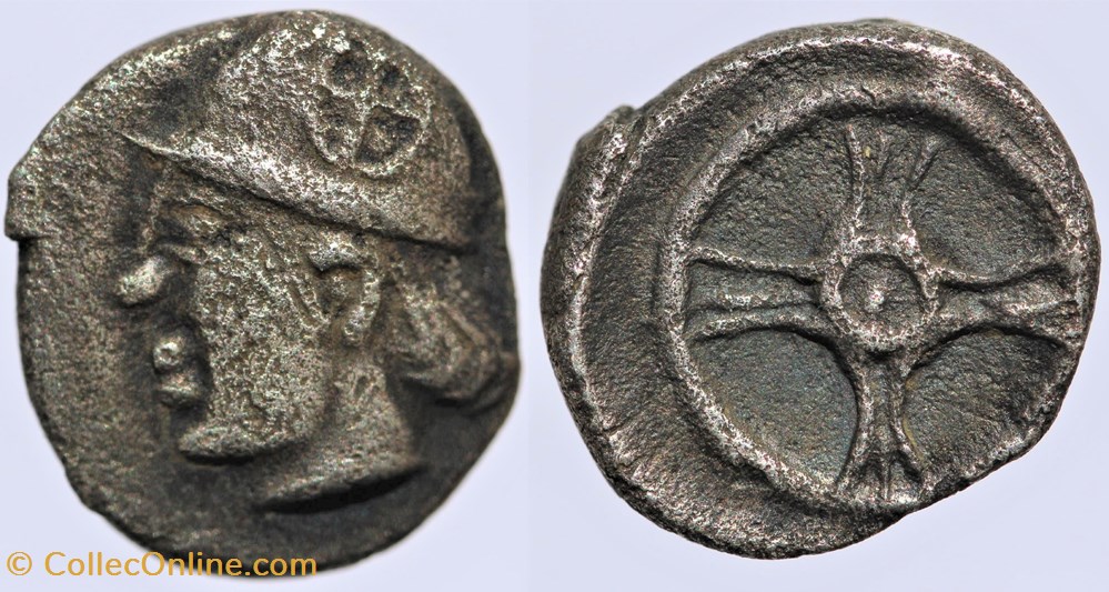 monnaies antiques av jc ap celtes massalia obole a la tete casquee