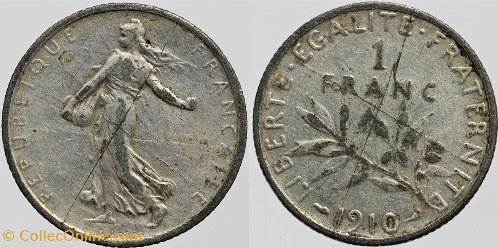 F-217 - Roty - 1 fr. - 1910 fausse monnaies monde france f 217 roty 1 fr 1910 fausse