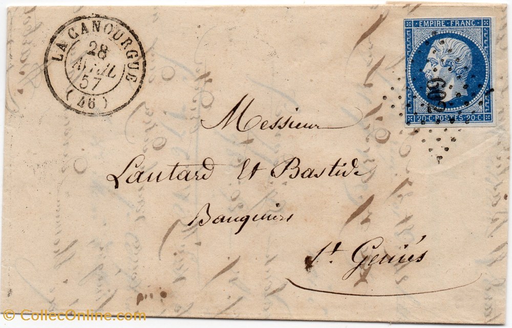 1857 - Cachet type 15 plus P.C. 602 documents anciens marques postales europe 1857 cachet type 15 plus p c 602