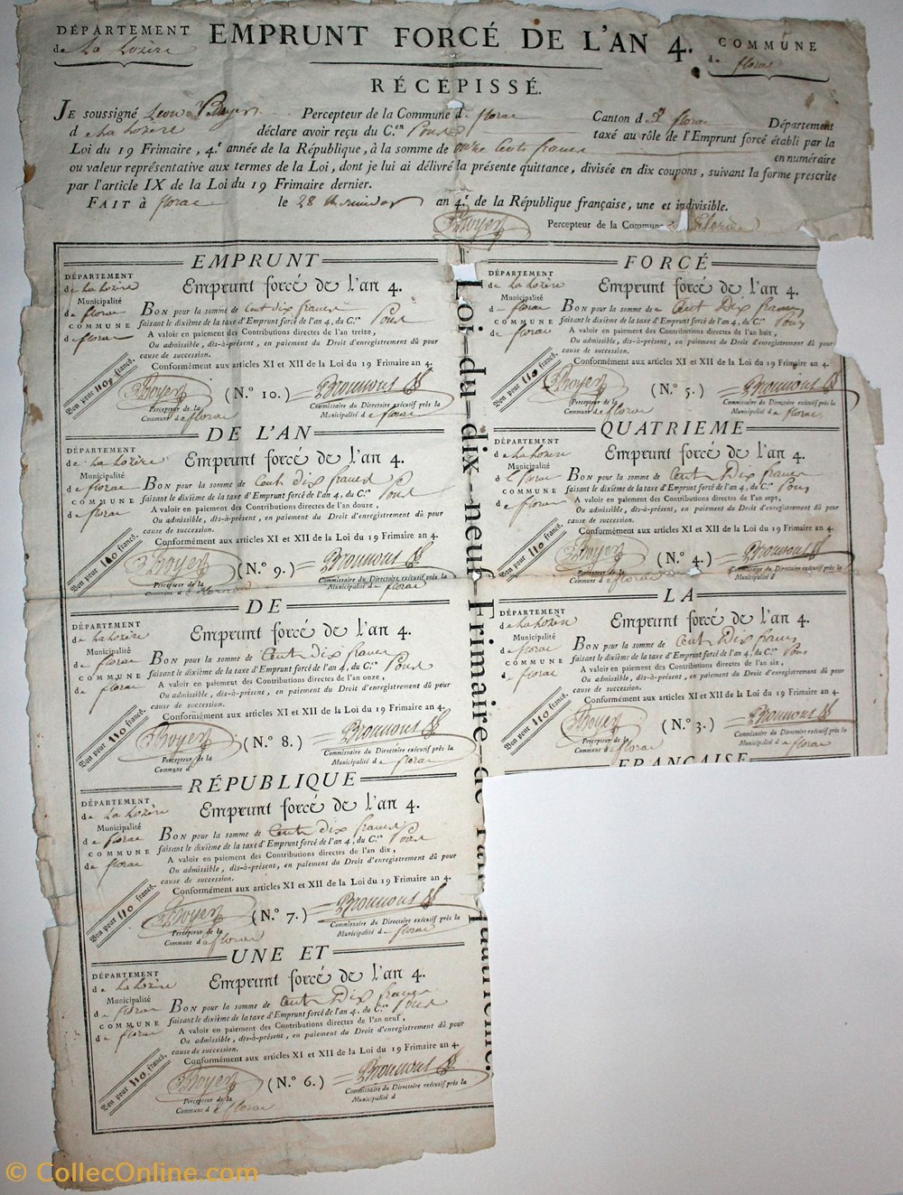 Bon pour 110 francs - Florac (Lozère) billets europe france bon pour 110 francs florac lozere