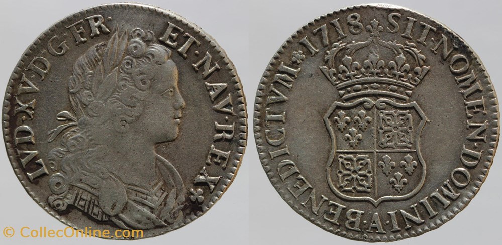 Dy 1657 - Louis XV - Ecu - 1718, Paris monnaies europe medievale france royales dy 1657 louis xv ecu 1718 paris