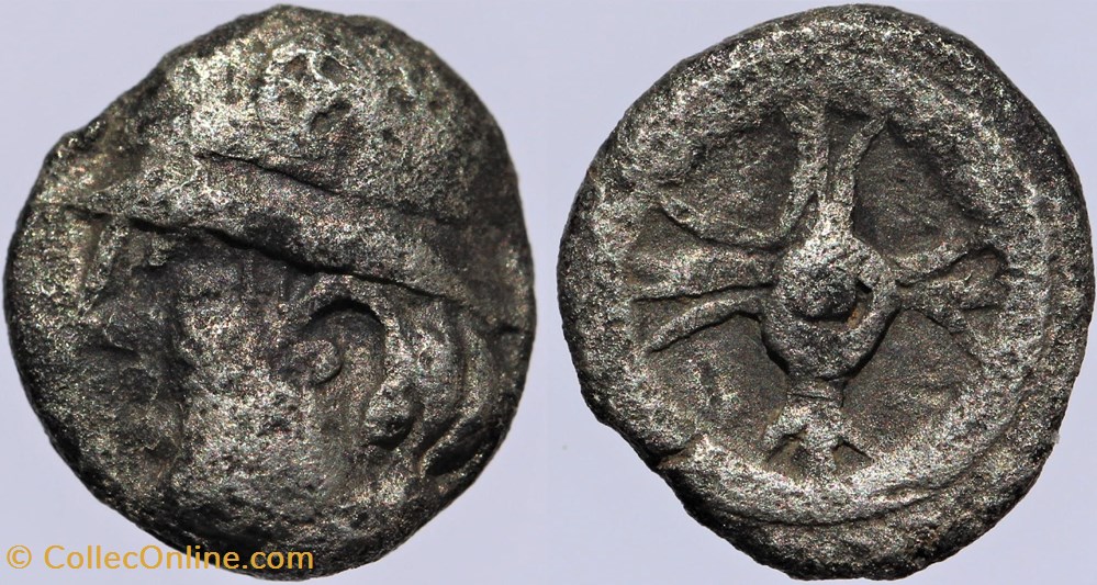 monnaies antiques av jc ap celtes massalia obole a la tete casquee
