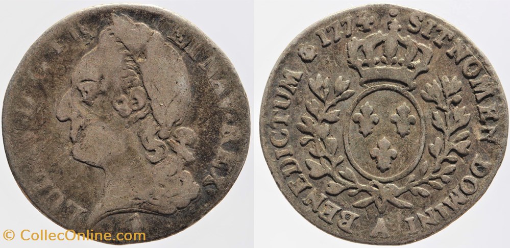 Dy 1688 - Louis XV - 1/10 d'écu - 1774, Paris monnaies europe medievale france royales dy 1688 louis xv 1 10 ecu 1774 paris