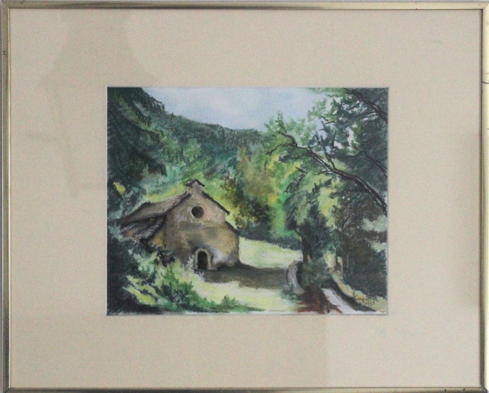 Tableau - Chapelle de St-Frézal, la Canourgue, Lozère. art antiquites peintures dessins tableau chapelle de st frezal la canourgue lozere