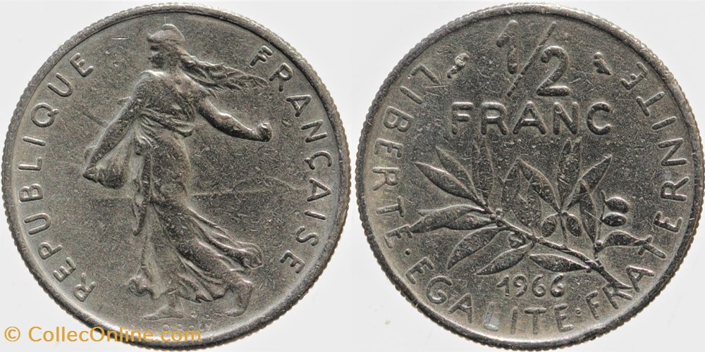 monnaies monde france f 198 roty 1 2 fr 1966