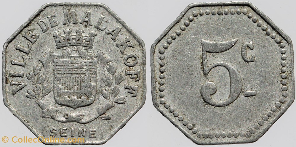 92 - Malakoff- 5 centimes monnaies monde france 92 malakoff 5 centimes
