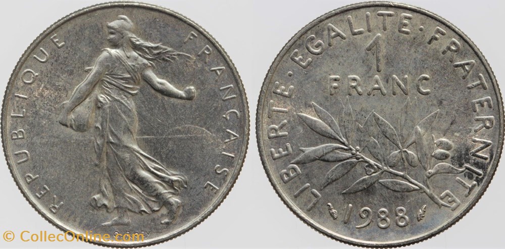 F-226 - Roty - 1 fr. - 1988 monnaies monde france f 226 roty 1 fr 1988